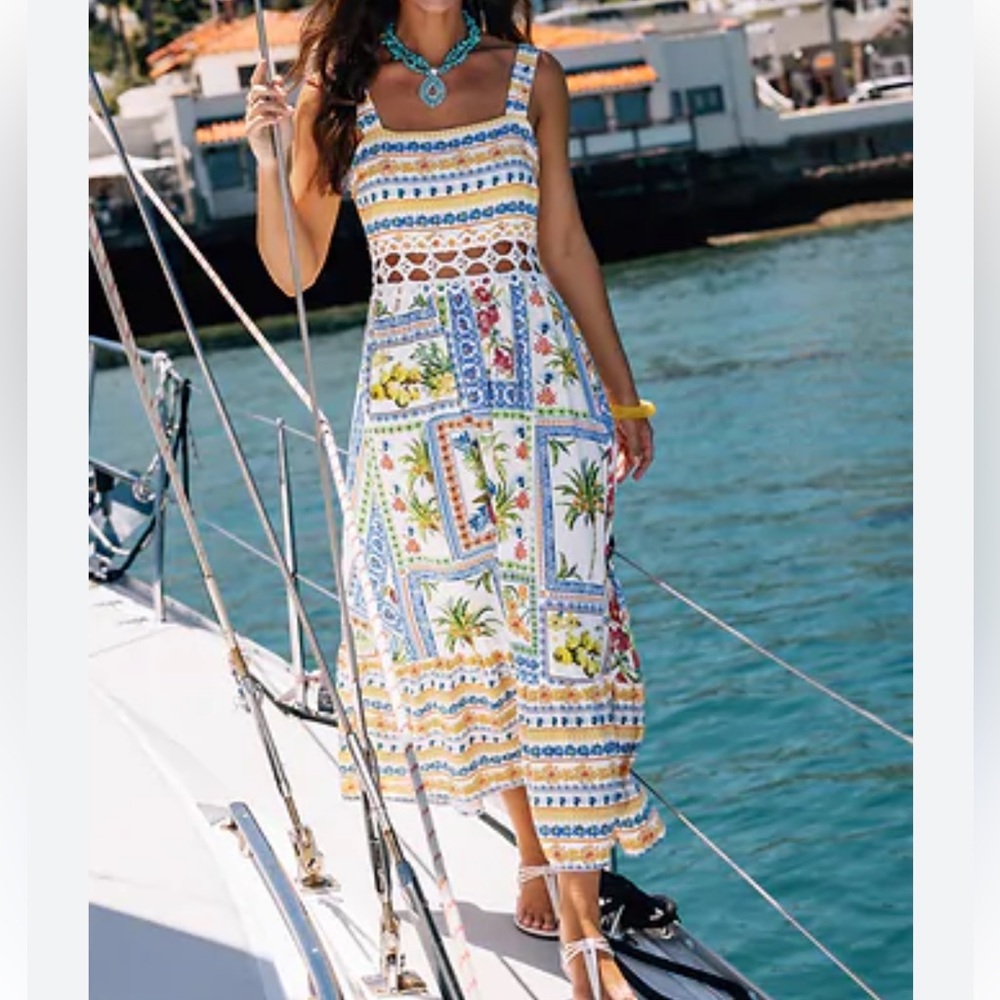 Cupshe tropical print dress medium NWT